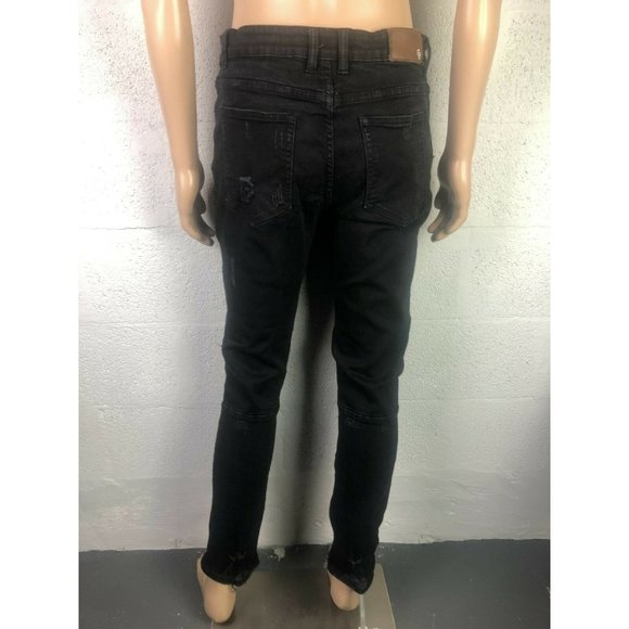 Crysp Denim Men Black Denim Distressed Jeans Size 36 - Picture 7 of 12